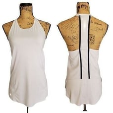 Athleta Women's Halter ACE Tennis Dress Tank Top Racerback T-Back White VTG XS