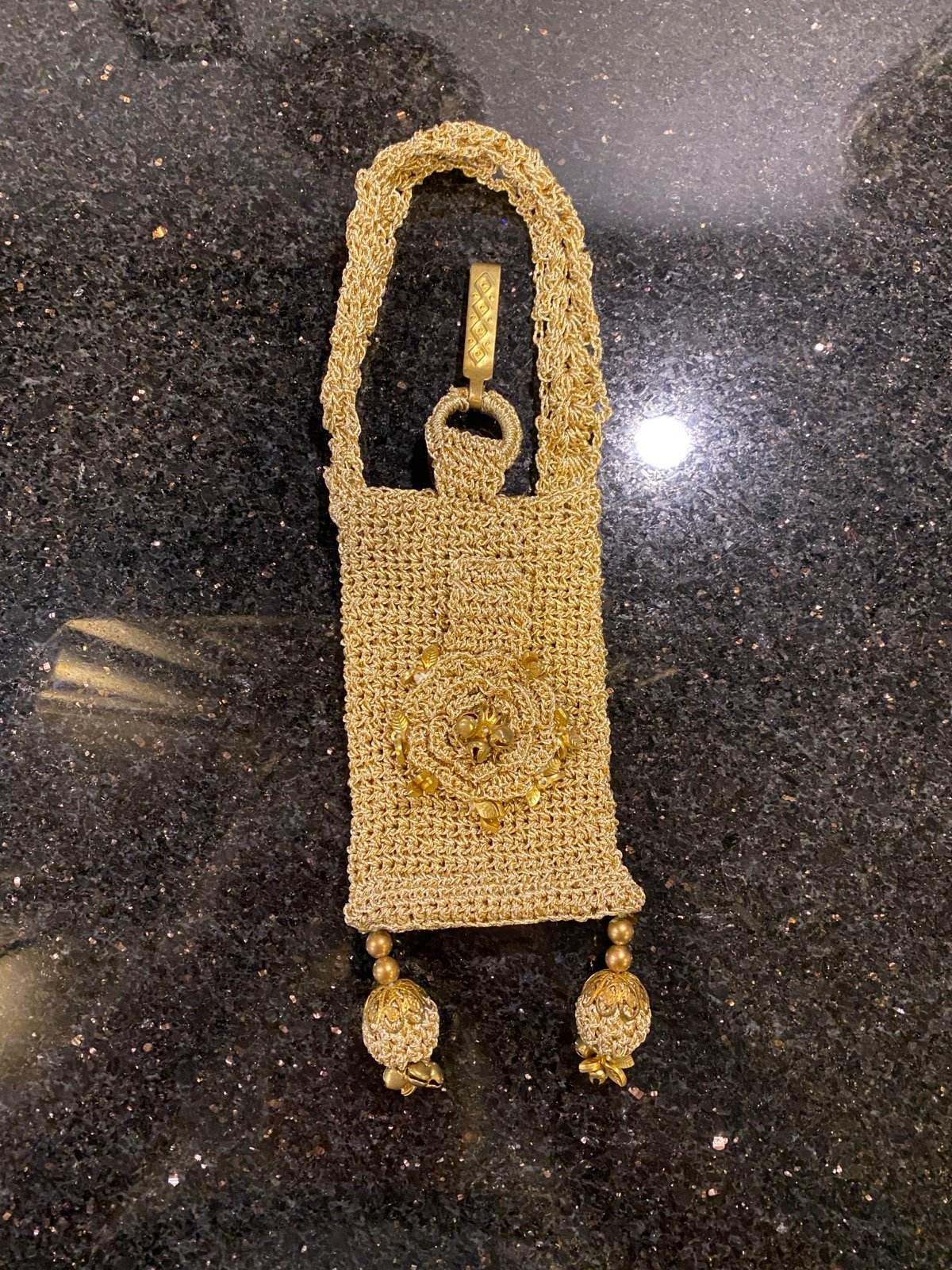 Rare Antique 1900's Crochet Lace Hand Bag Purse 3.25x5”
