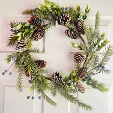 Dusty Blue Berry & Pine Wreath