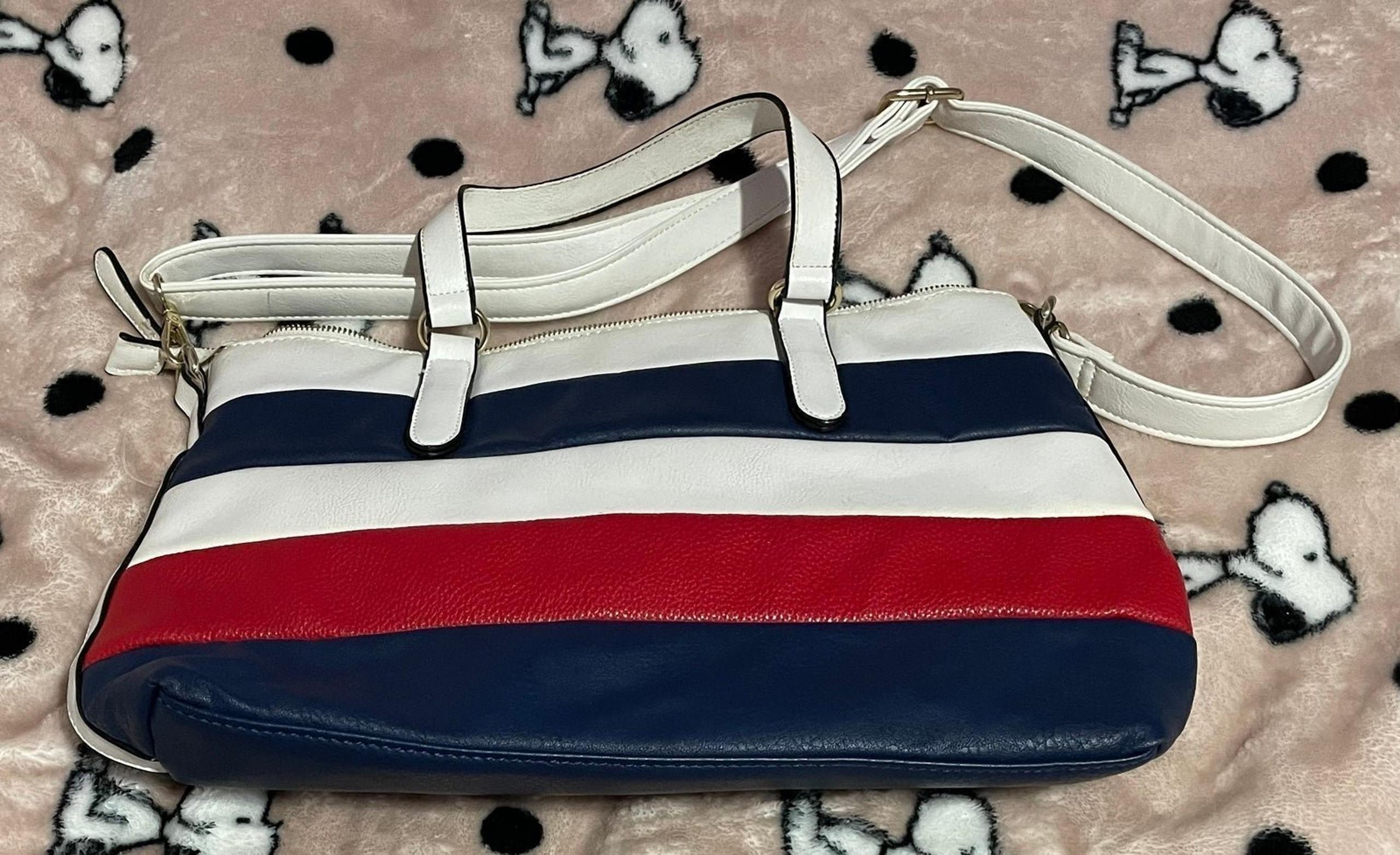 Gently Used Charming Charlie Zippable Tote in Red White and Blue