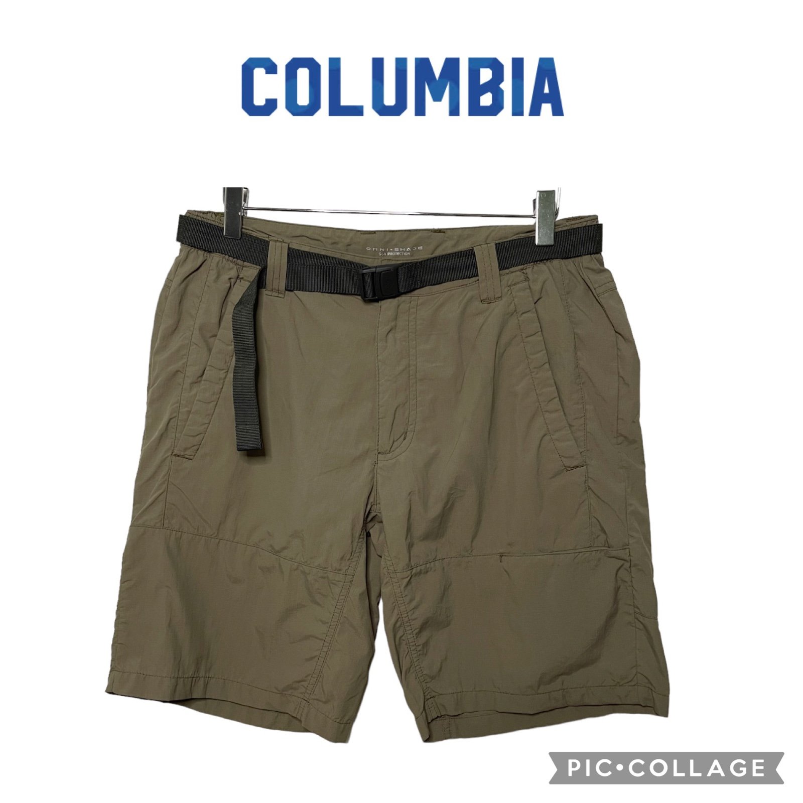 Columbia Omni Shade Men PFG Bahama belted Shorts olive green size 34