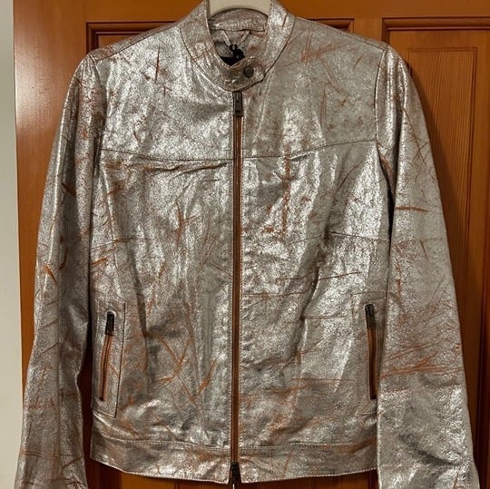 Silver leather jacket NWT