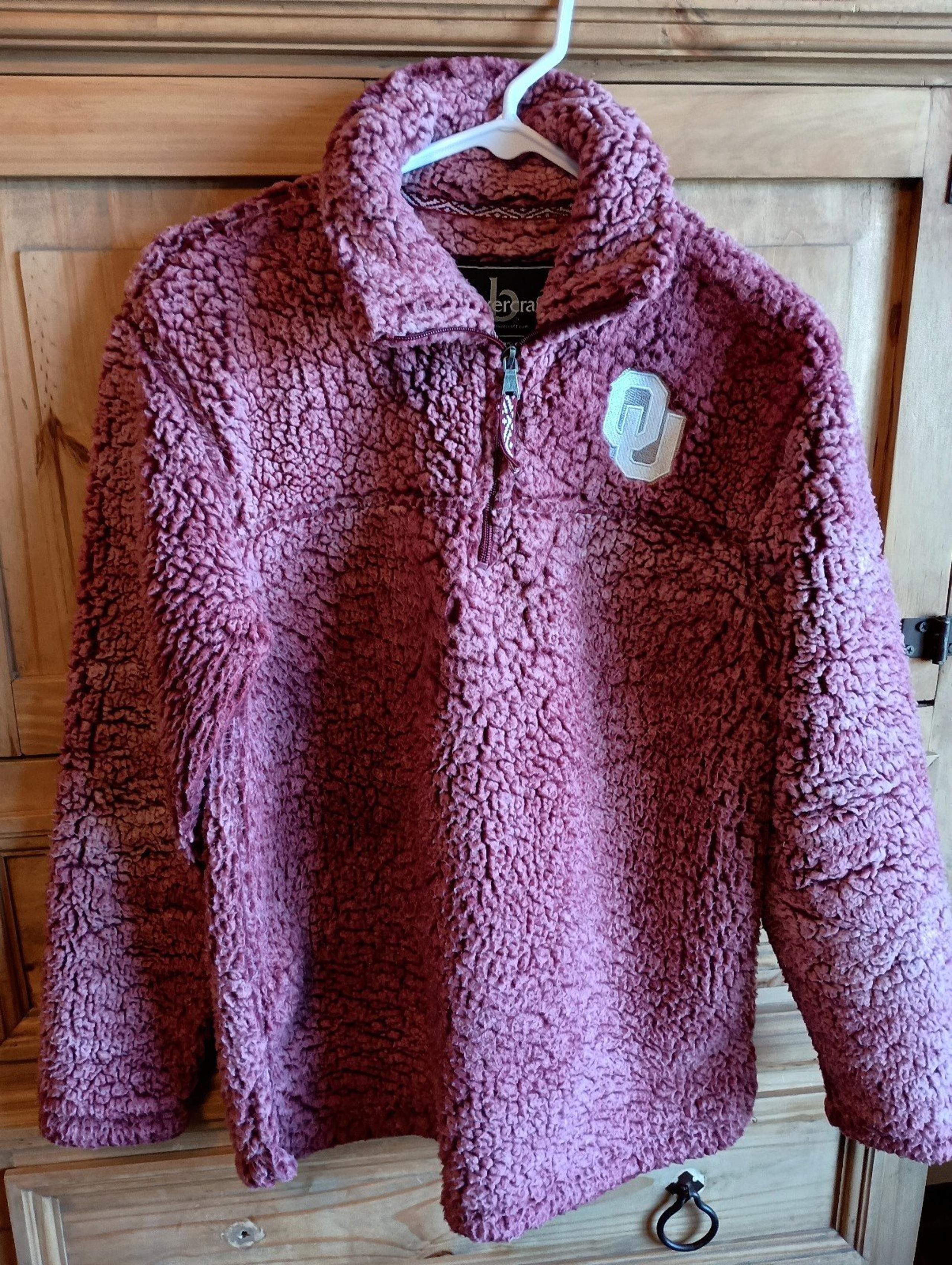 Women's Sz. Sm. OU Sooners Sherpa Quarter Zip Pullover Jacket