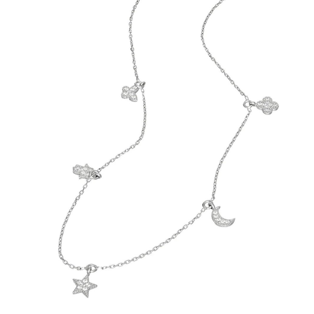 New Sterling Rhinestone Charm Token Necklace