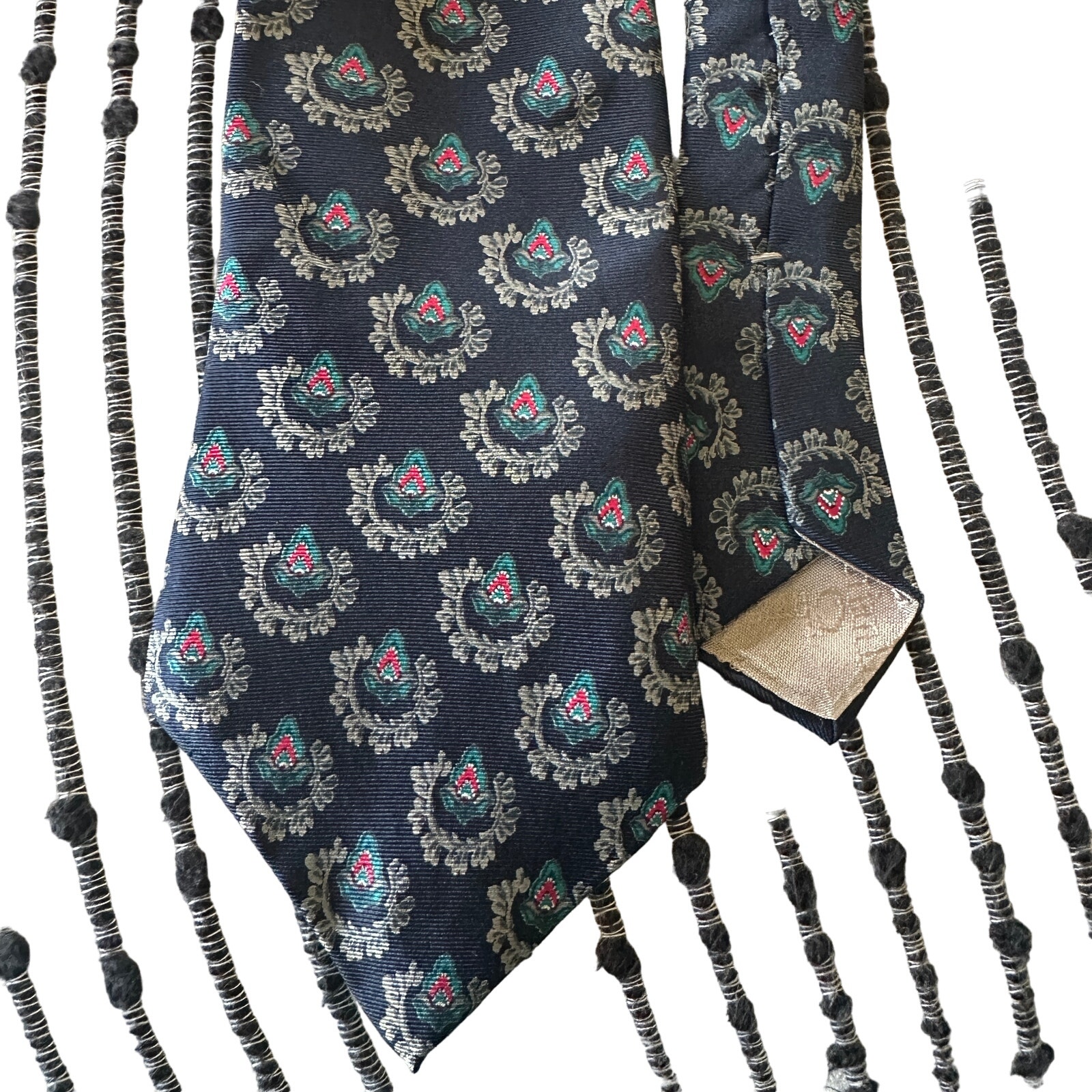 CHRISTIAN DIOR | Vintage Silk Navy Blue Crest Tie