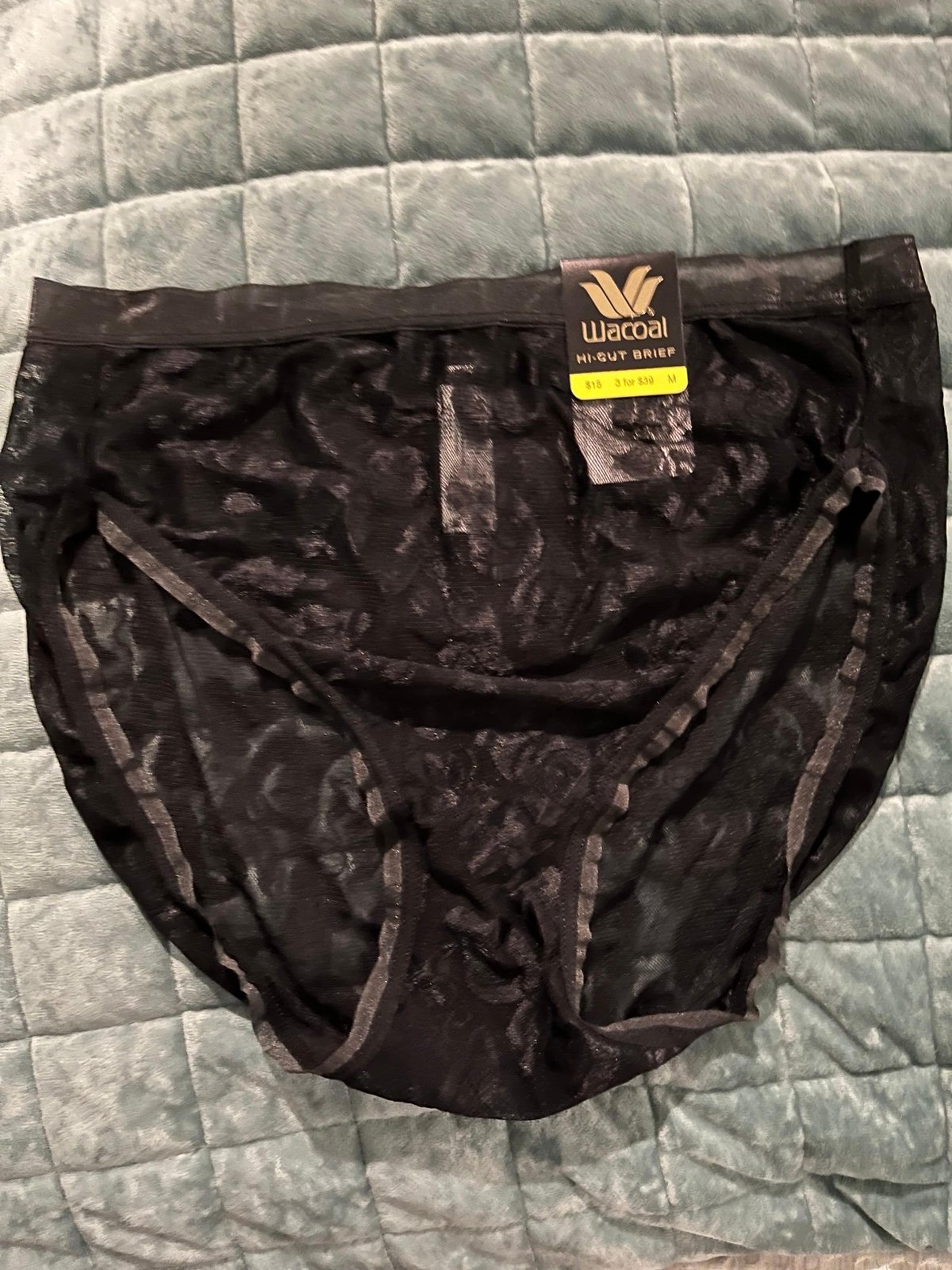 Wacoal high cut black sheer brief size M nwt