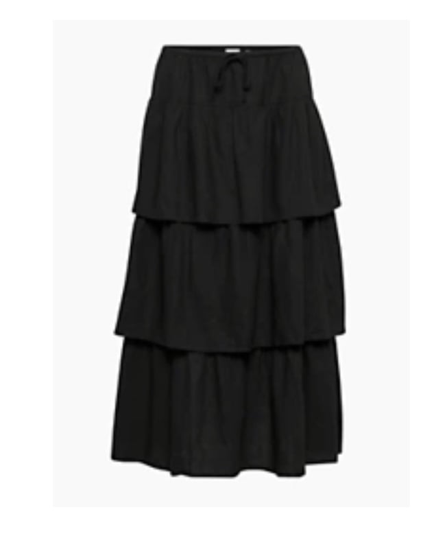 Black Aritzia Century Linen ruffle Skirt maxi