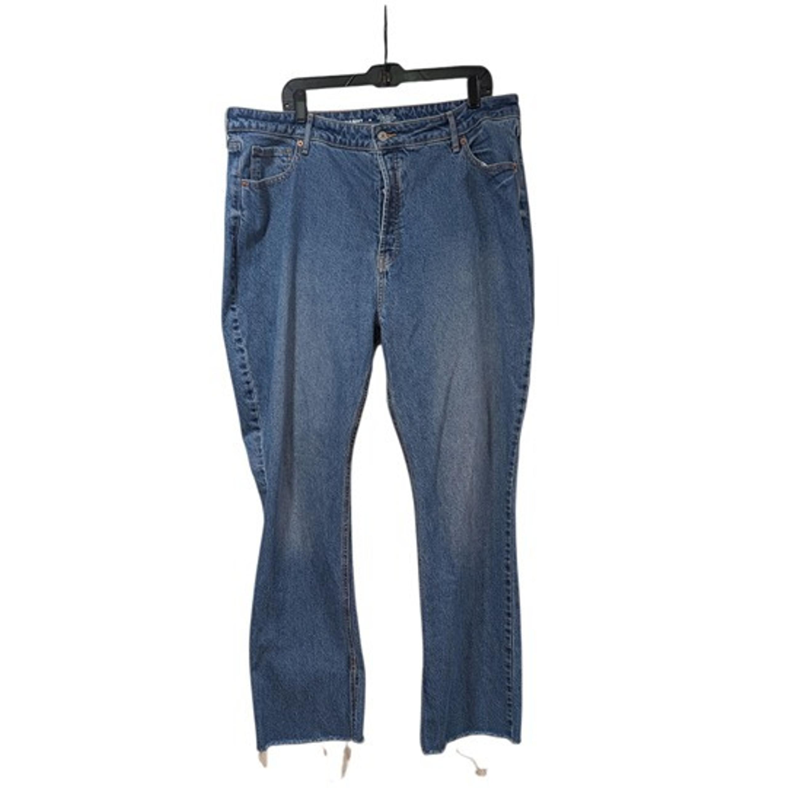 Old Navy Blue Denim Button Fly Extra High Rise Kicker Boot Cut Jeans Sz 18