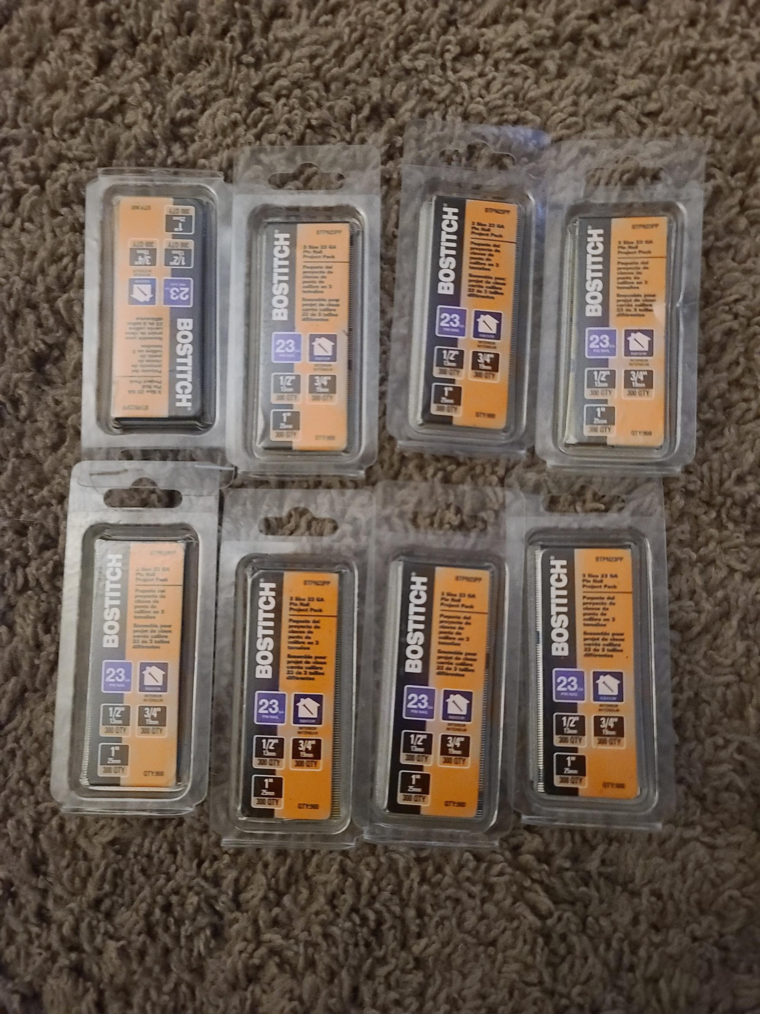 8 Bostitch 23 gauge pin nail packs