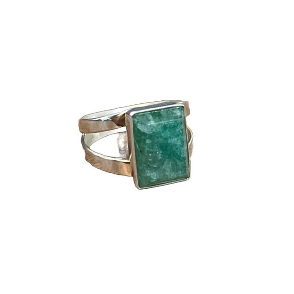 Jay King Sterling Silver Rectangular Cut Green Quartz Gemstone Ring Size 10
