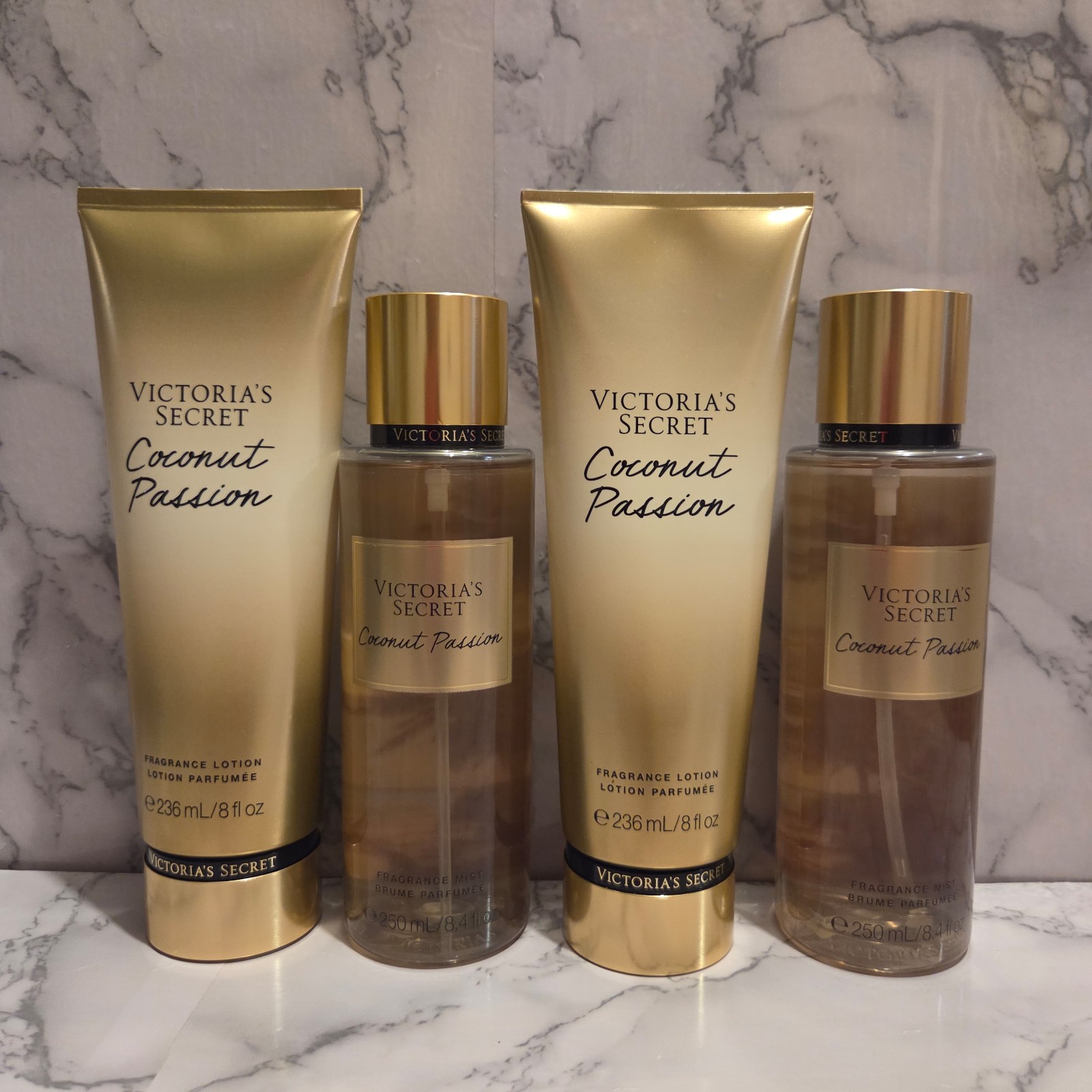 BRAND NEW VICTORIA'S SECRET COCONUT PASSION BODY LOTION & BODY MIST 4PCS.