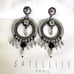SPARKLY SATELLITE PARIS BLACK/ SILVER SEQUIN & CRYSTAL STATEMENT HOOP EARRINGS