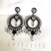 SPARKLY SATELLITE PARIS BLACK/ SILVER SEQUIN & CRYSTAL STATEMENT HOOP EARRINGS
