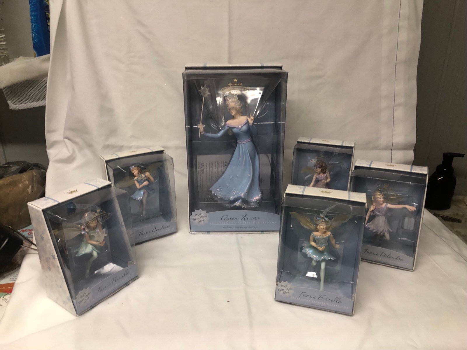 Hallmark Frostlight Fairies tree topper and ornaments