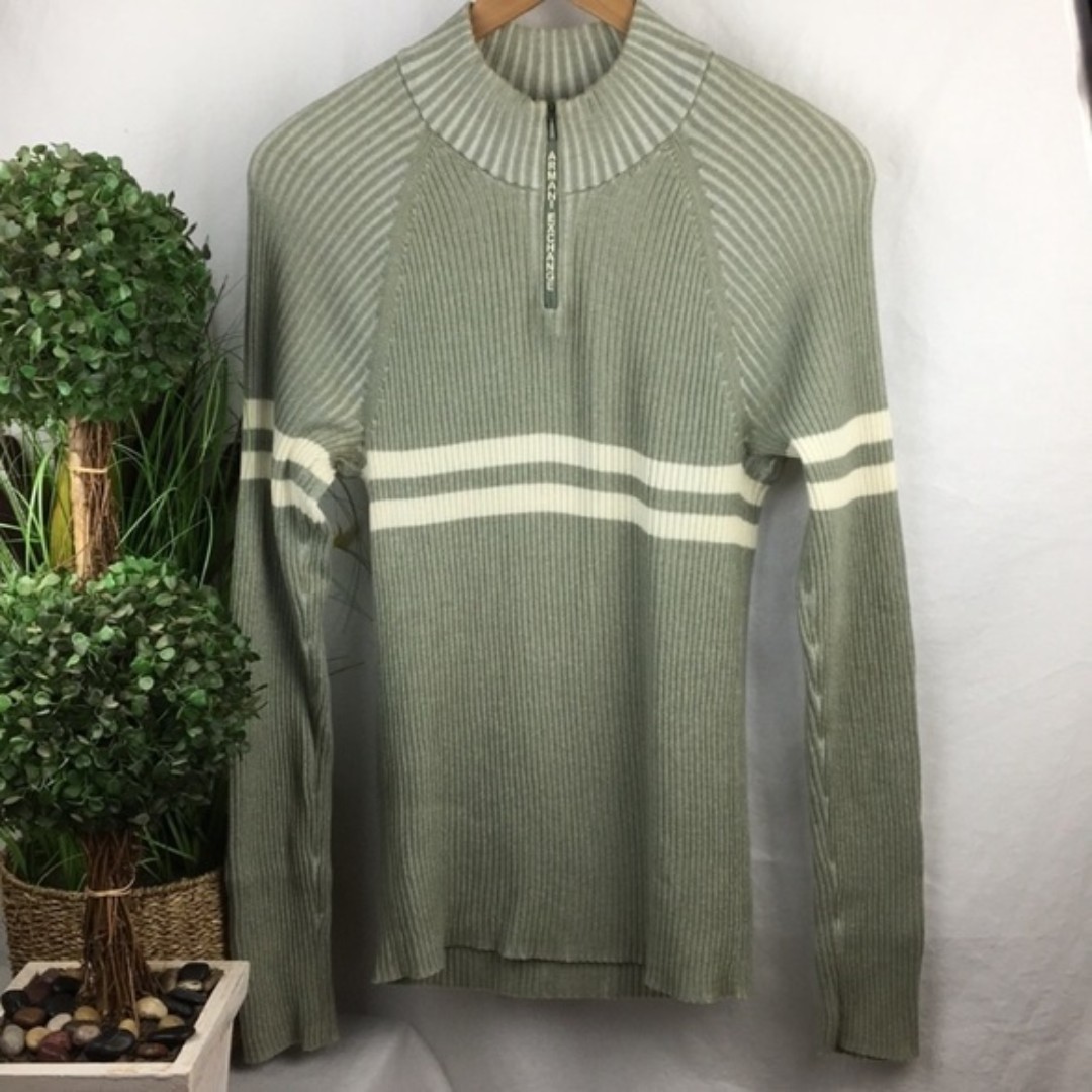 Armani Exchange Gray Ribbed Knit Long Sleeve Sweater M