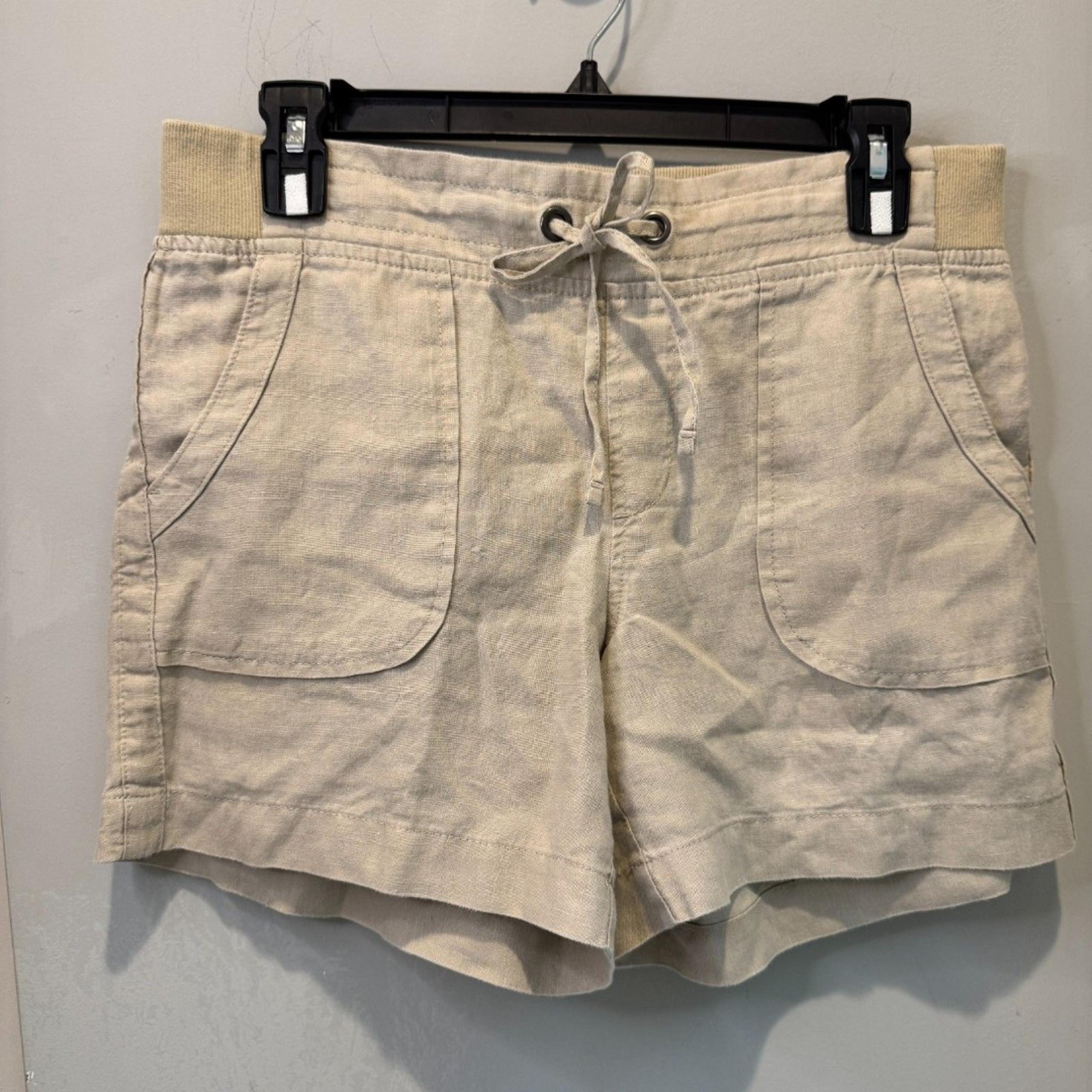 Athleta Tan Linen Drawstring Pull-On Shorts - Size 4, Lightweight Vacation Wear