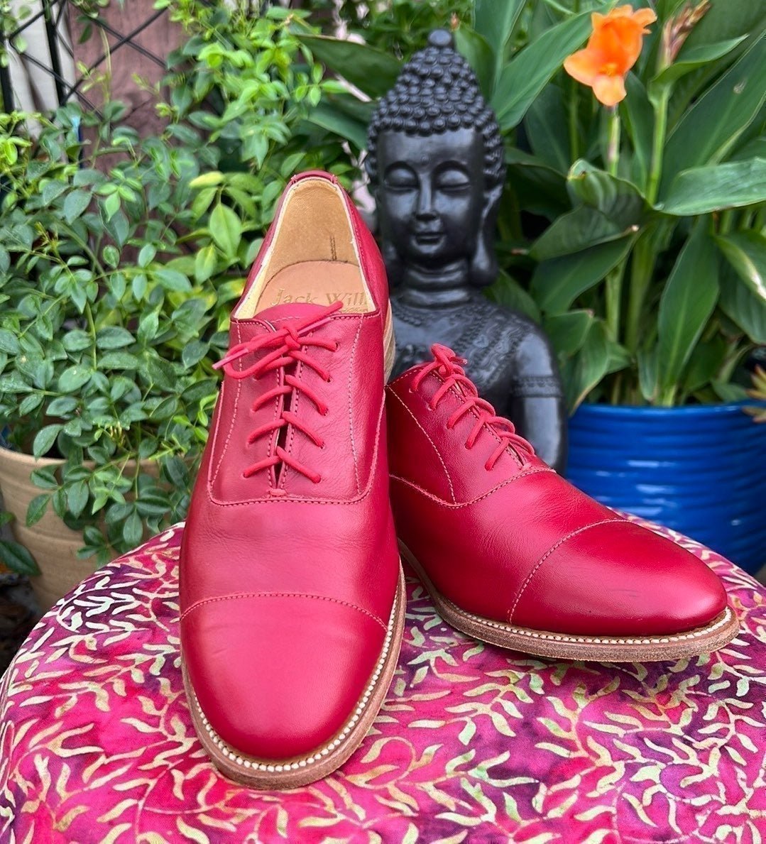 Jack Wills Made in England Red Leather Oxfords / Loafers 8
