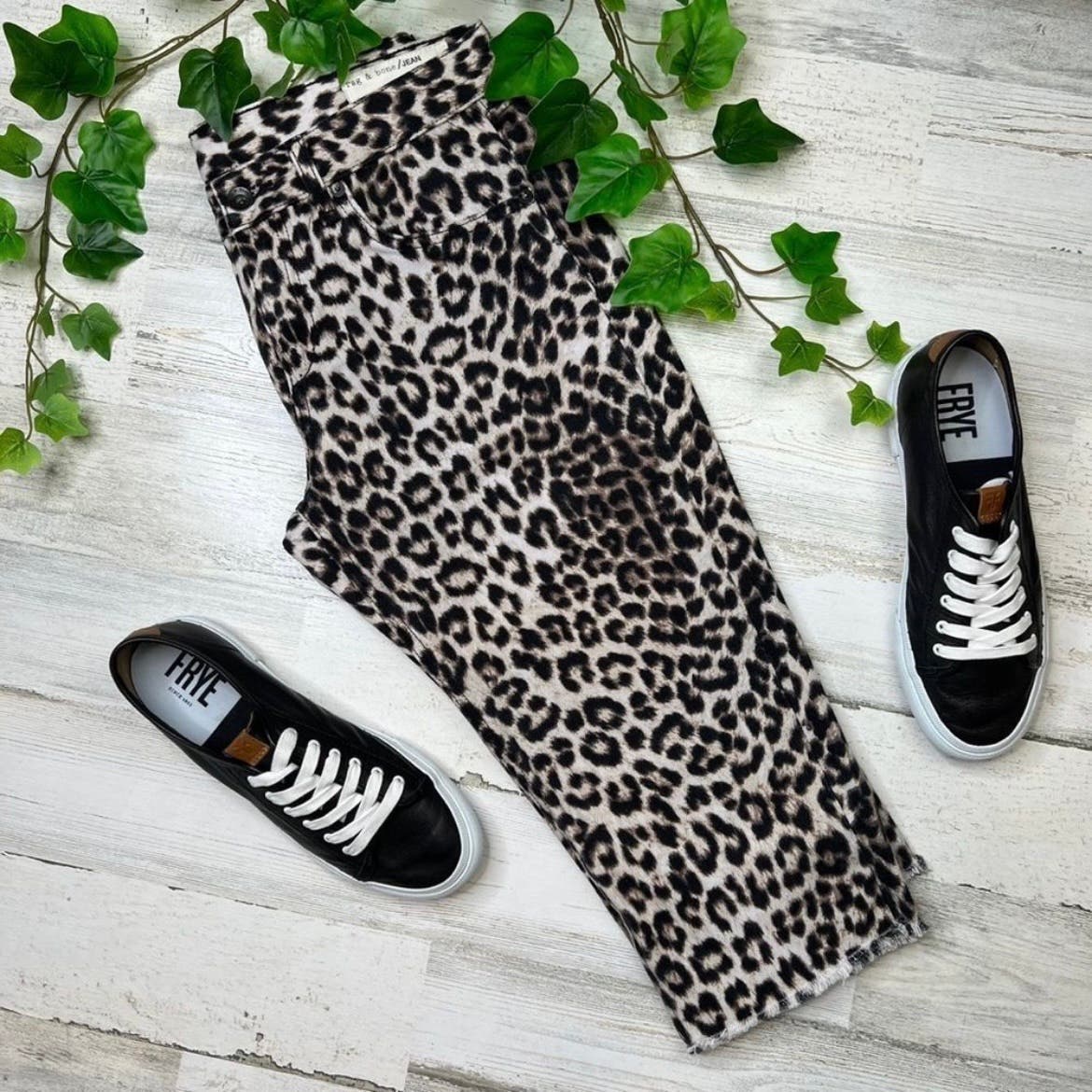 Rag & Bone Snow Leopard Boyfriend Capri Length Jeans 30