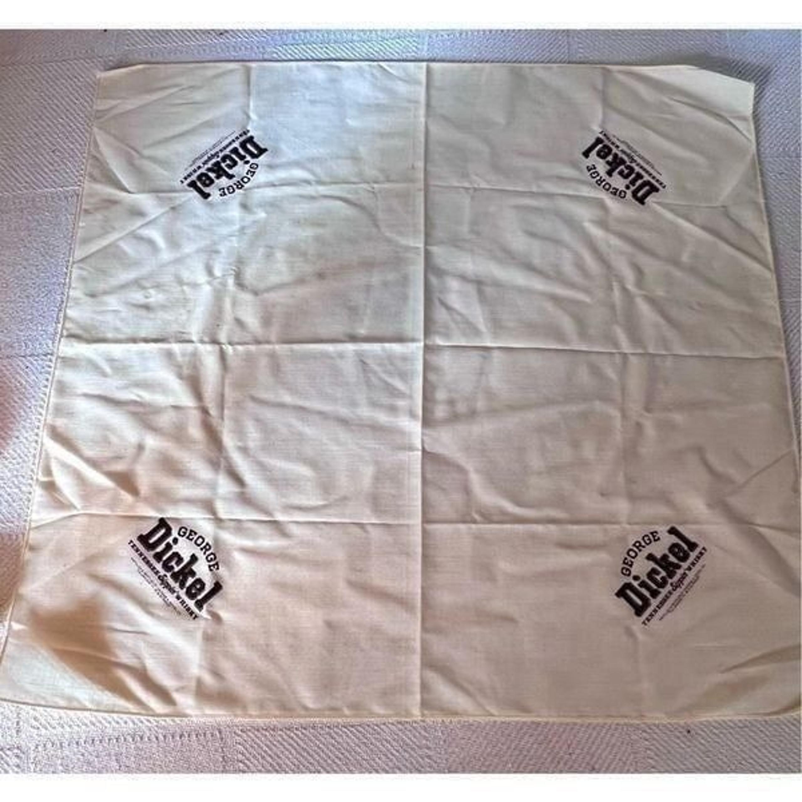 George Dickel Tennessee Whiskey Promo Bandana  USA Cream W Black Advertisement