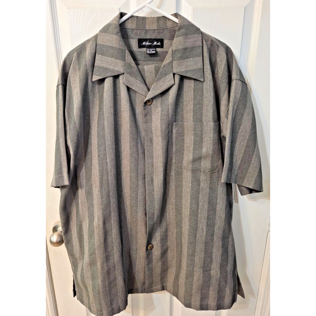 Mens Dress Shortsleeve Shirt Pants Set by Milano Moda Shirt XL Pants 38 Striped
