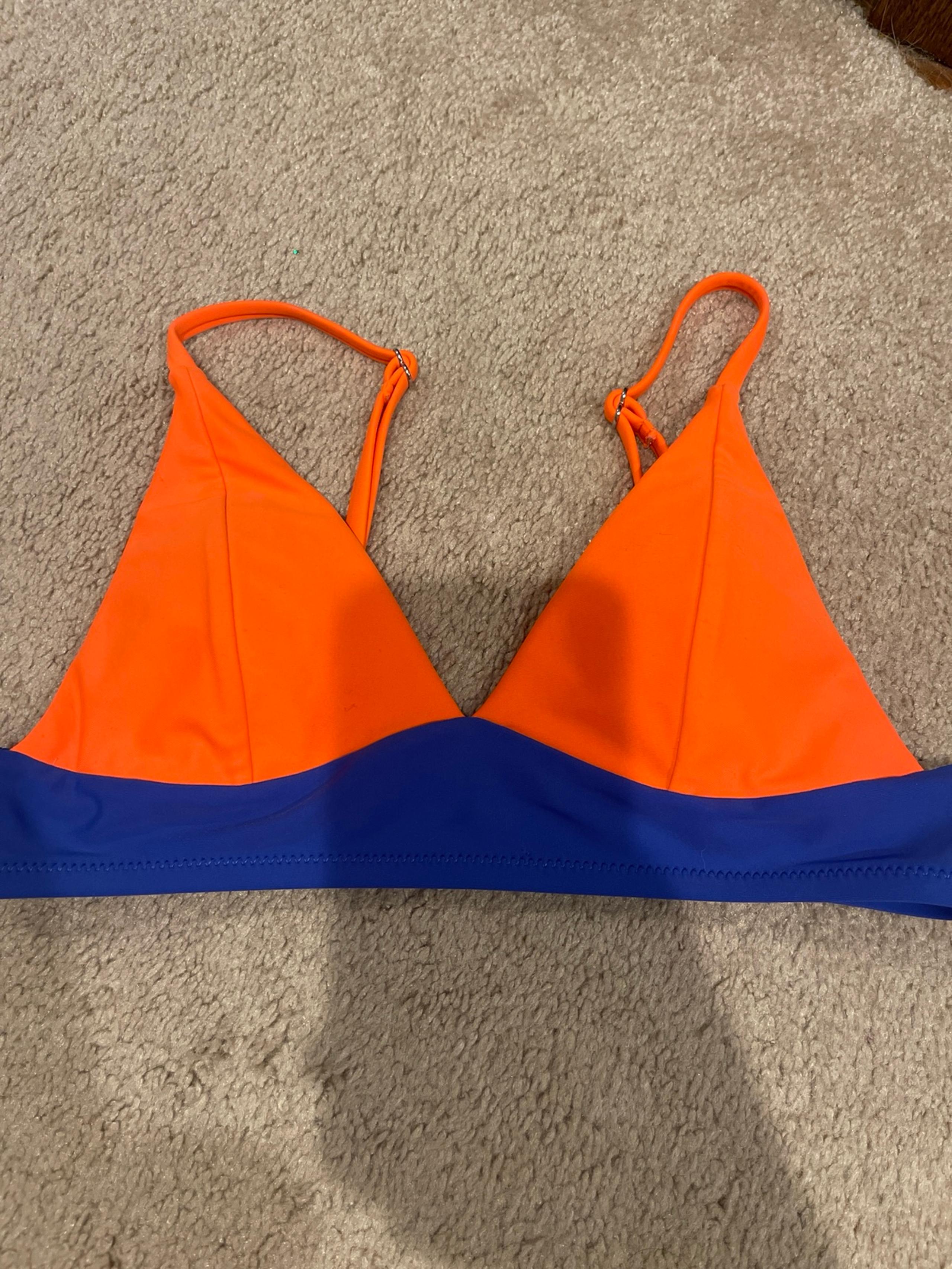 Boutique orange and blue triangle bikini top sz small