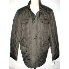New NWT L Mens Coat Michael Kors Olive Dark Green Jacket Hidden Rain Hood Pocket