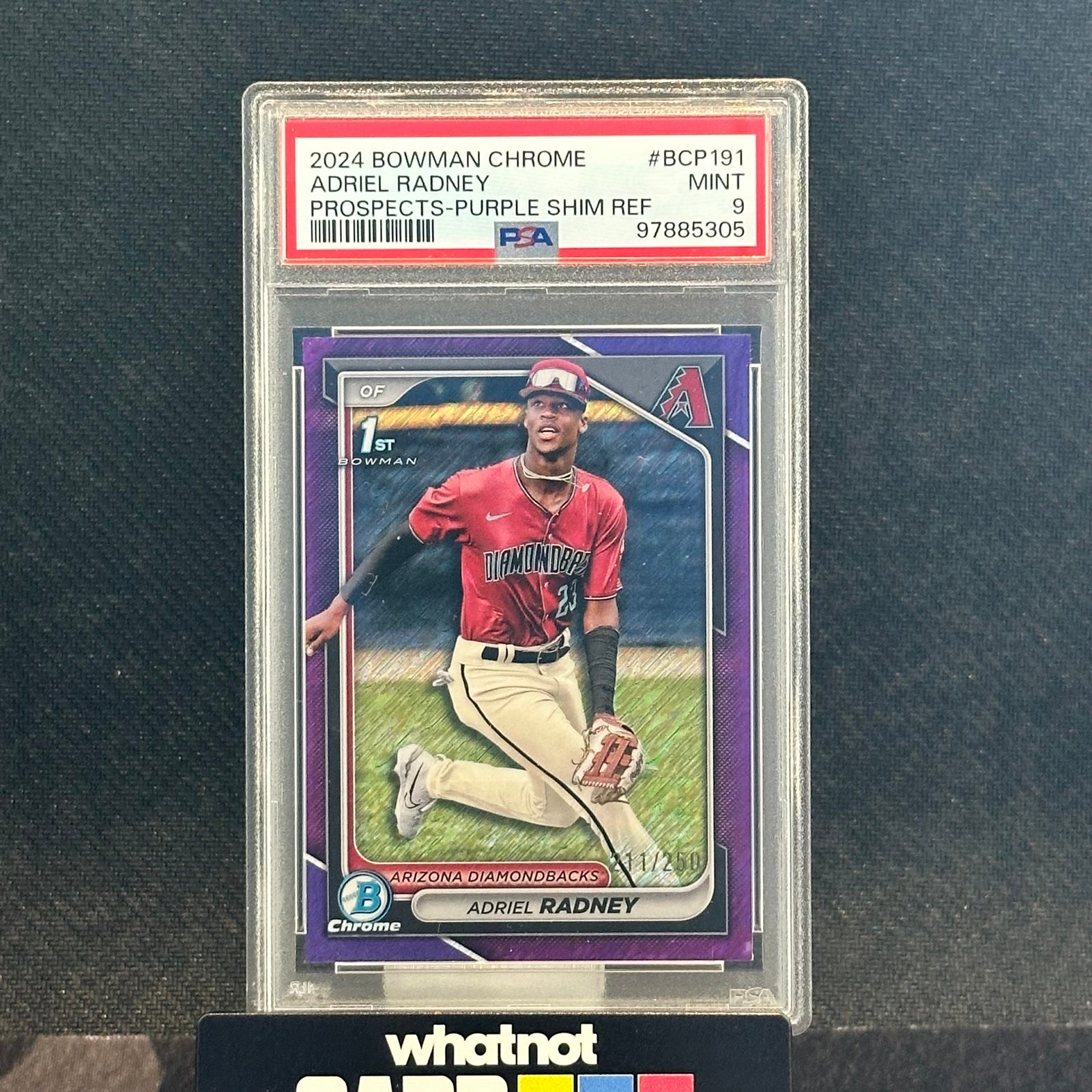 2024 bowman chrome 1st purple shimmer adriel radney /250 PSA 9 Mint MLB Dbacks