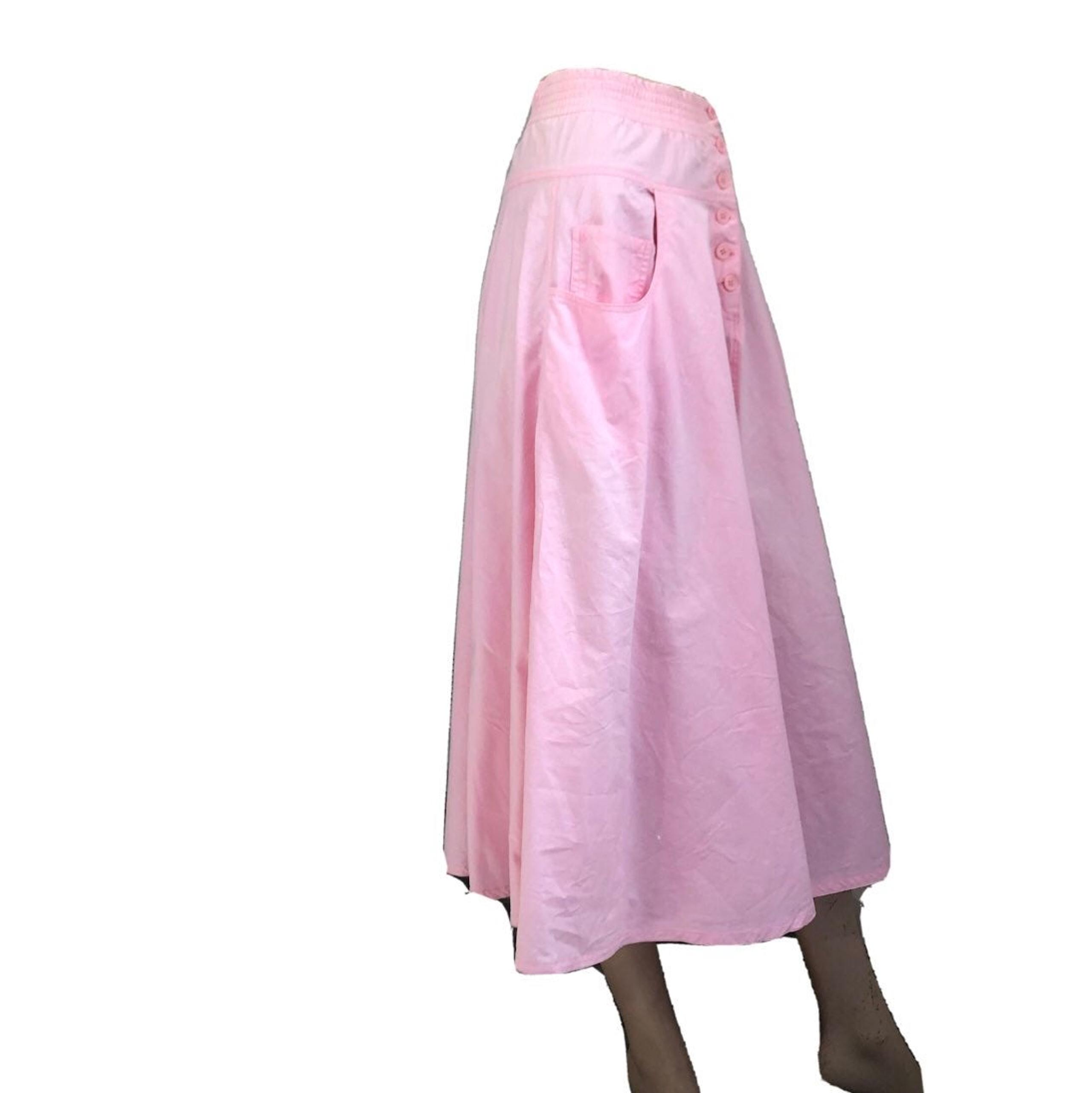 Diaue Von Furstenberg  maxi elastic waist skirt side pocket 3/4 button front A l