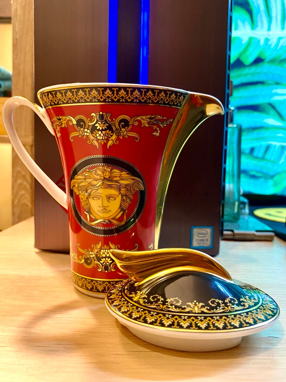 VERSACE MEDUSA RED COVERED CREAMER BY ROSENTHAL