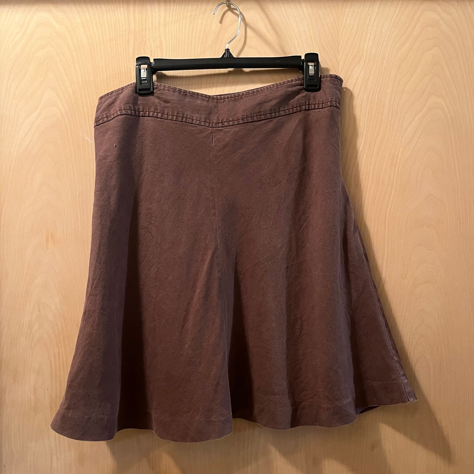 Vintage merona brand brown 100% linen skirt size 12