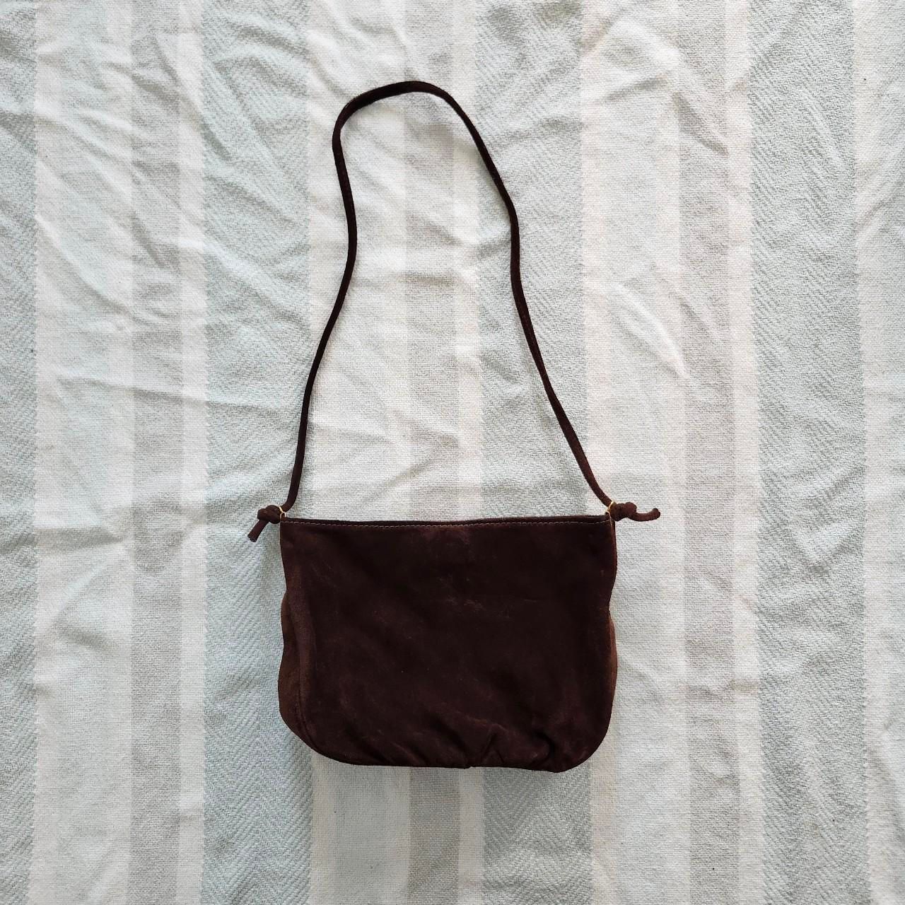 Brown suede shoulder bag