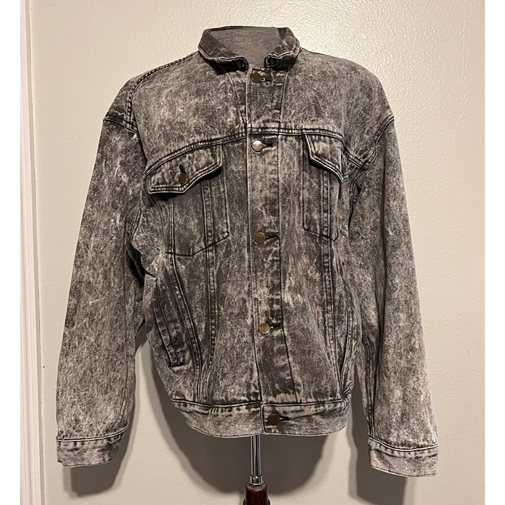 Vintage Cotler Men’s Trucker Denim Jean Jacket Acid Wash Faded Black Size XL