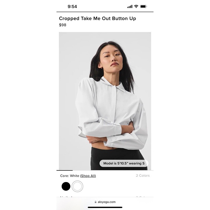 Alo Yoga Cropped Take Me Out Button Up - White / Small