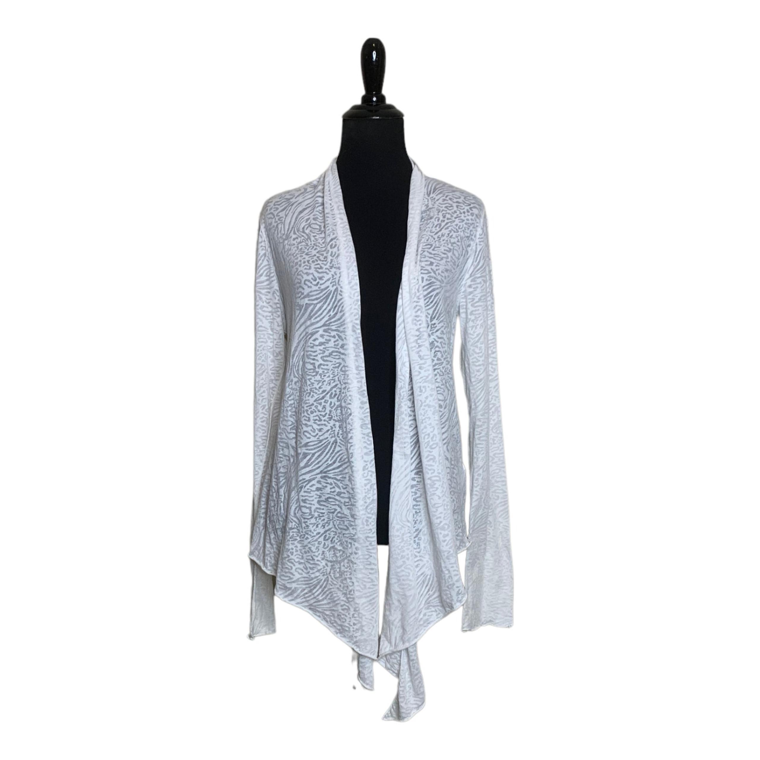 Velvet white asymmetrical long sleeves lightweight cardigan size M