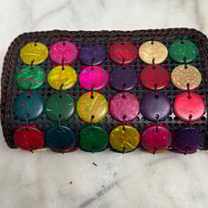Handmade crochet wallet with coconut beads NEW Rare