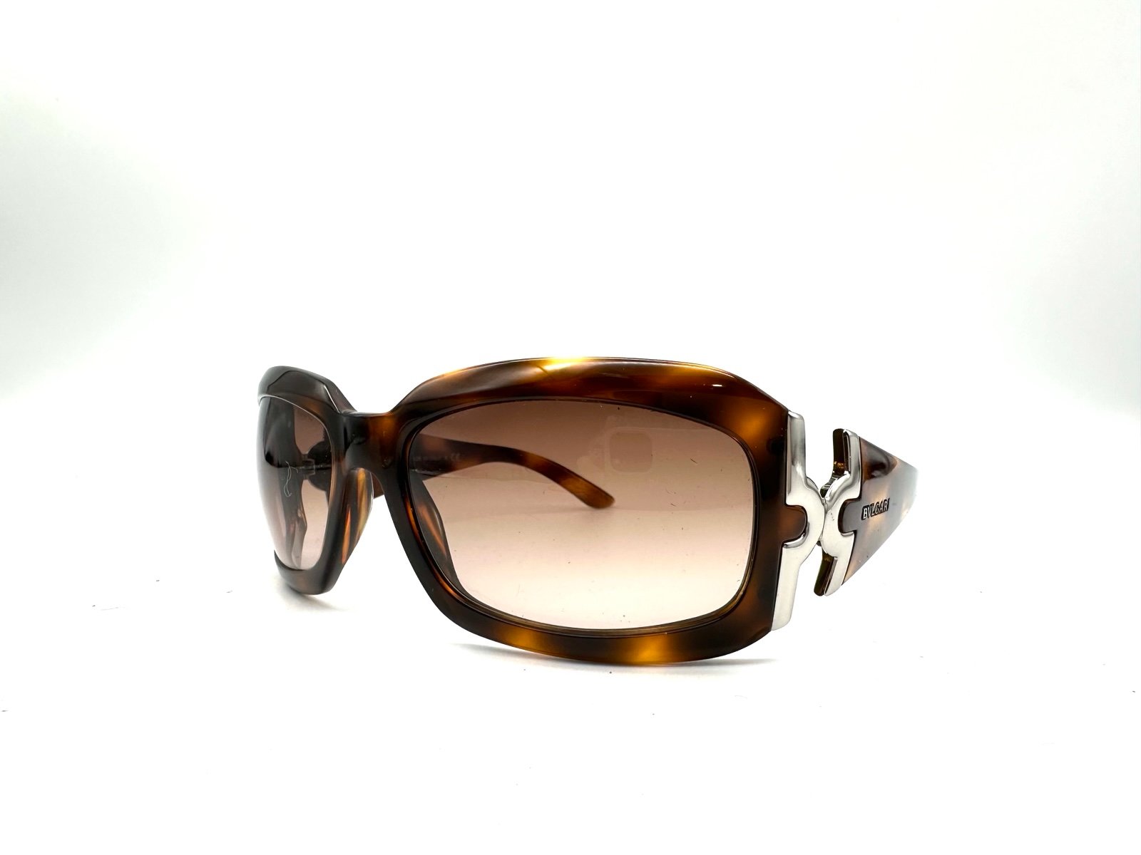 Bvlgari 860 502/13 Sunglasses Brown Havana w/ Silver Hardware