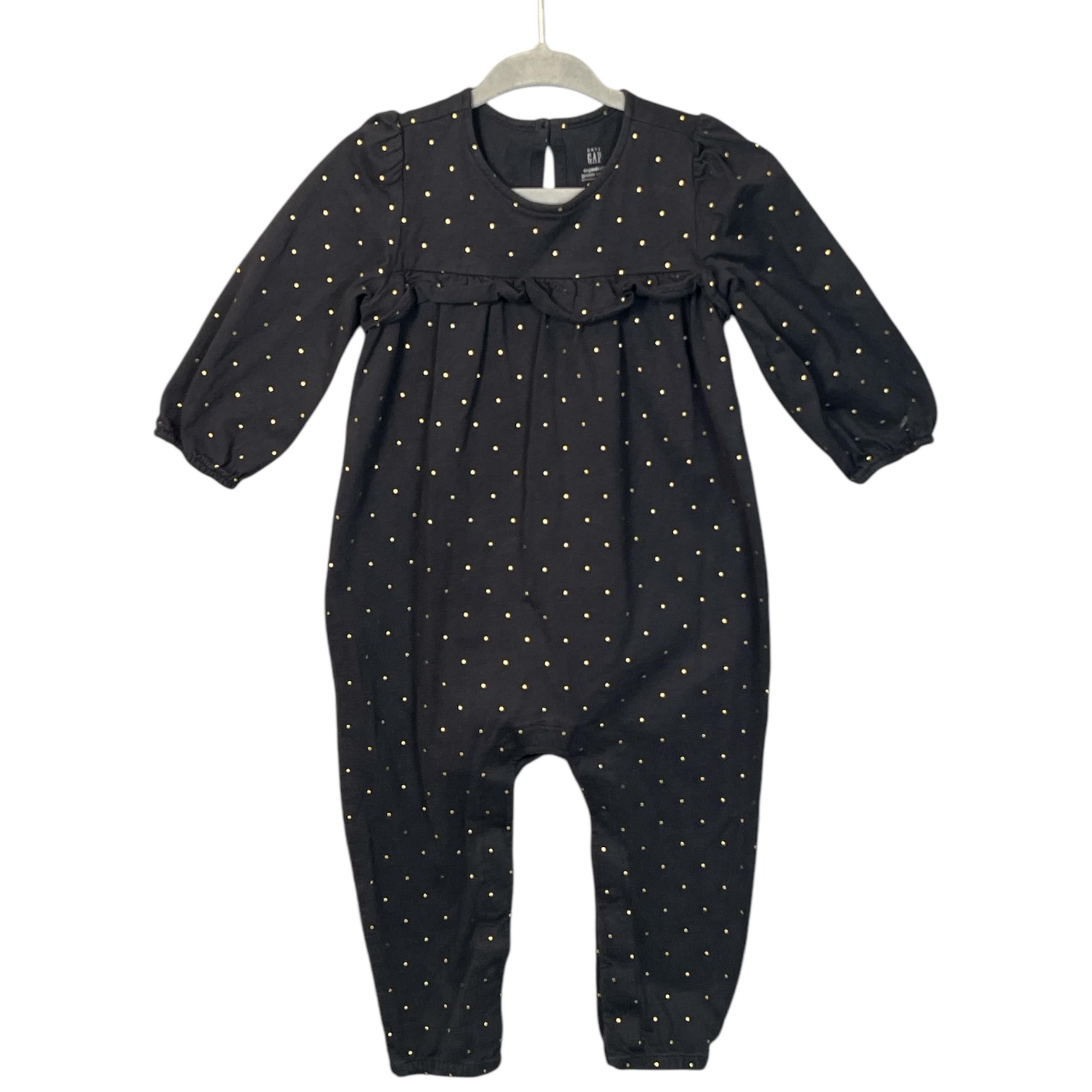 Baby GAP Girl Organic Cotton Footless Romper One Piece Snap Black, Size 18-24M