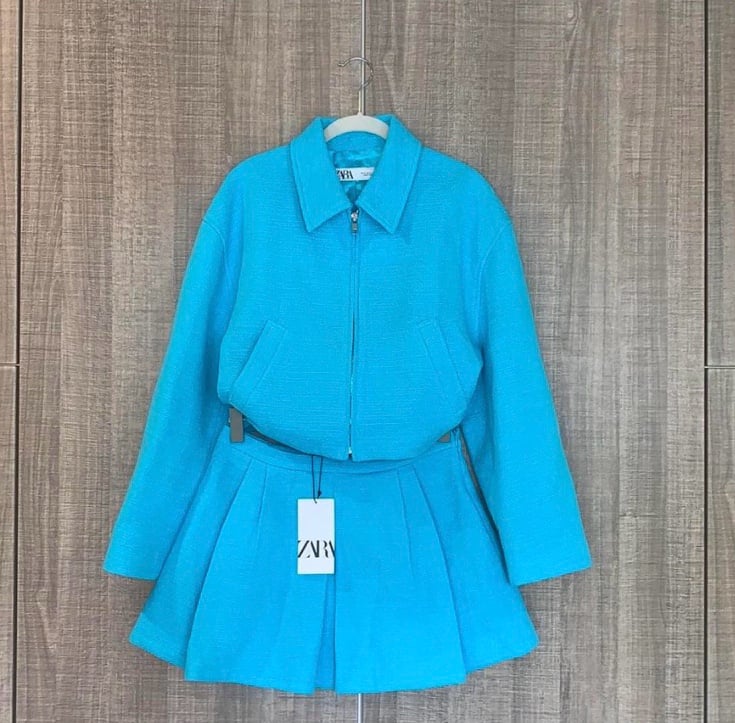 Zara Textured Mini Skort And Matching Jacket Set