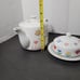 Shafford Japan Heirloom Sampler Patteen Set Teapot Creamer Sugar Cube Dome Dish