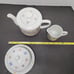 Shafford Japan Heirloom Sampler Patteen Set Teapot Creamer Sugar Cube Dome Dish