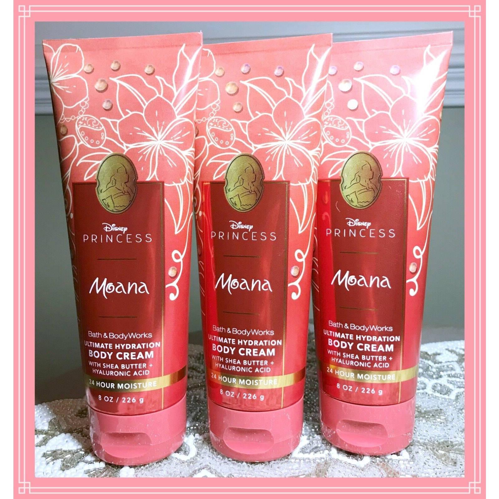 Bath & Body Works DISNEY PRINCESS MOANA 8oz Ultimate Hydration Body Cream x3