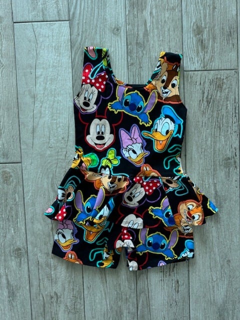 NWOT Wild Rich Kids Disney Characters sleeveless skirted romper 9/10