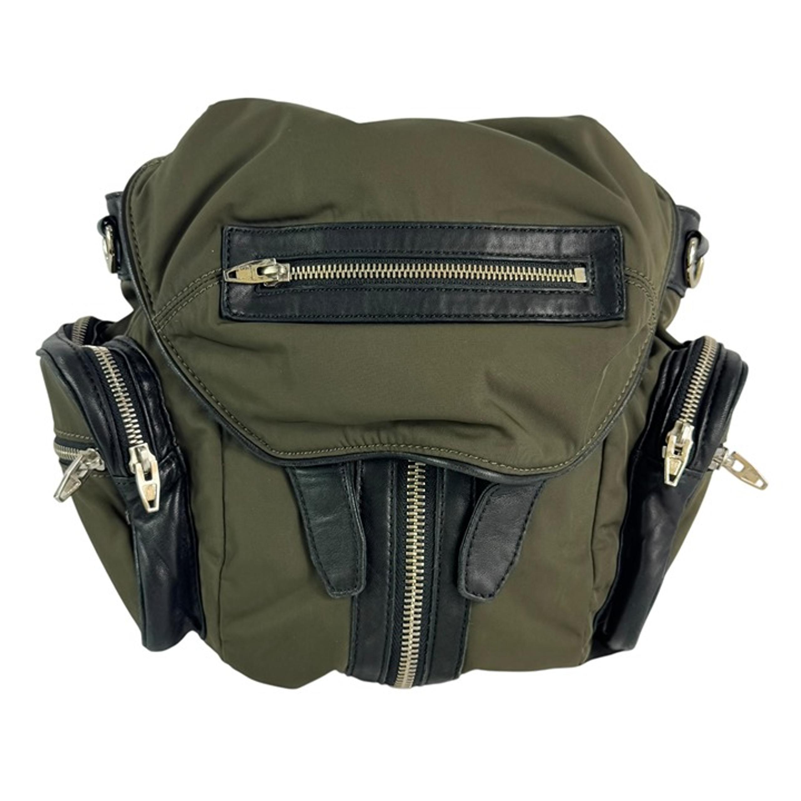 ALEXANDER WANG Military Green Nylon Black Leather Mini Marti Women's Backpack