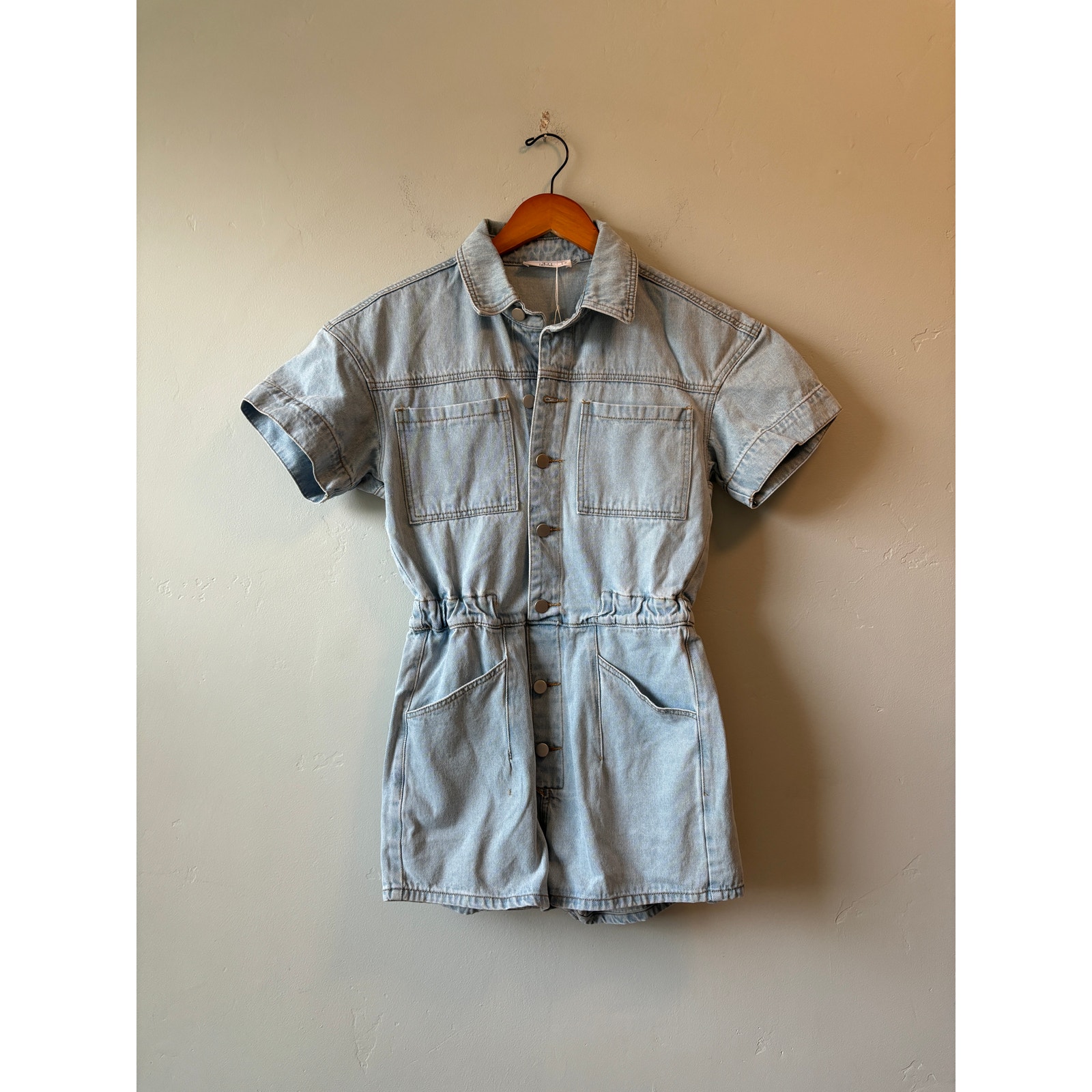 NWT Boutique Talulah Denim Field Suit Short Romper