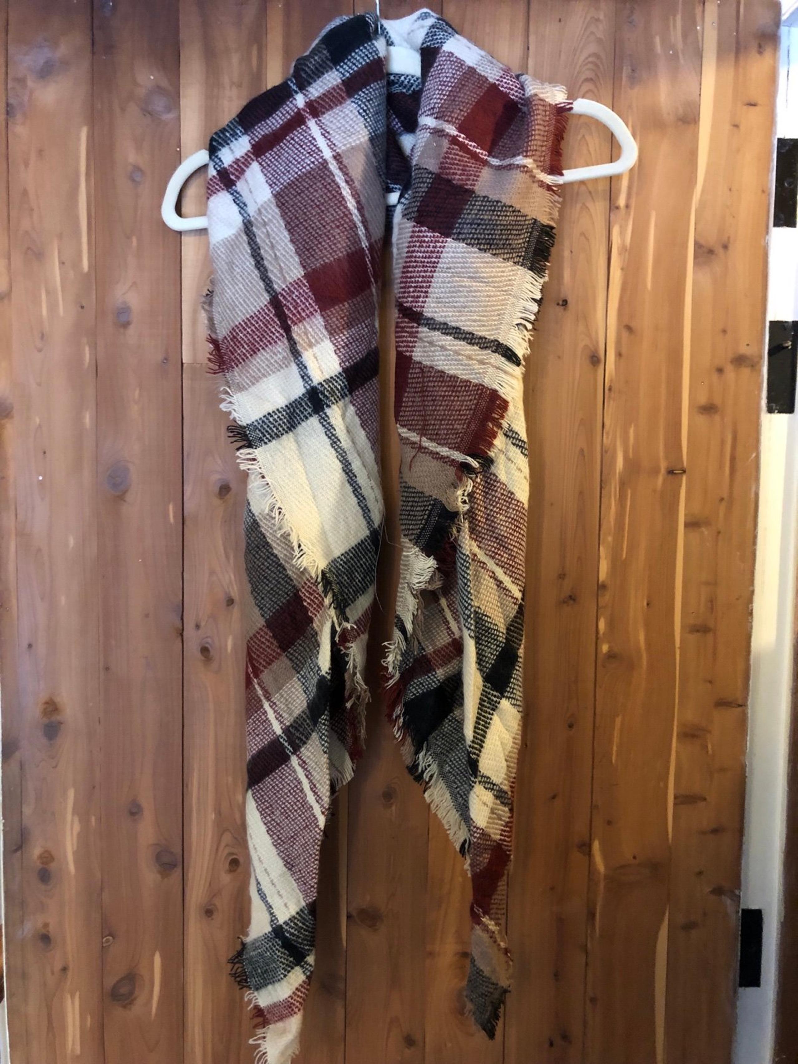 Blanket Scarf plaid maroon