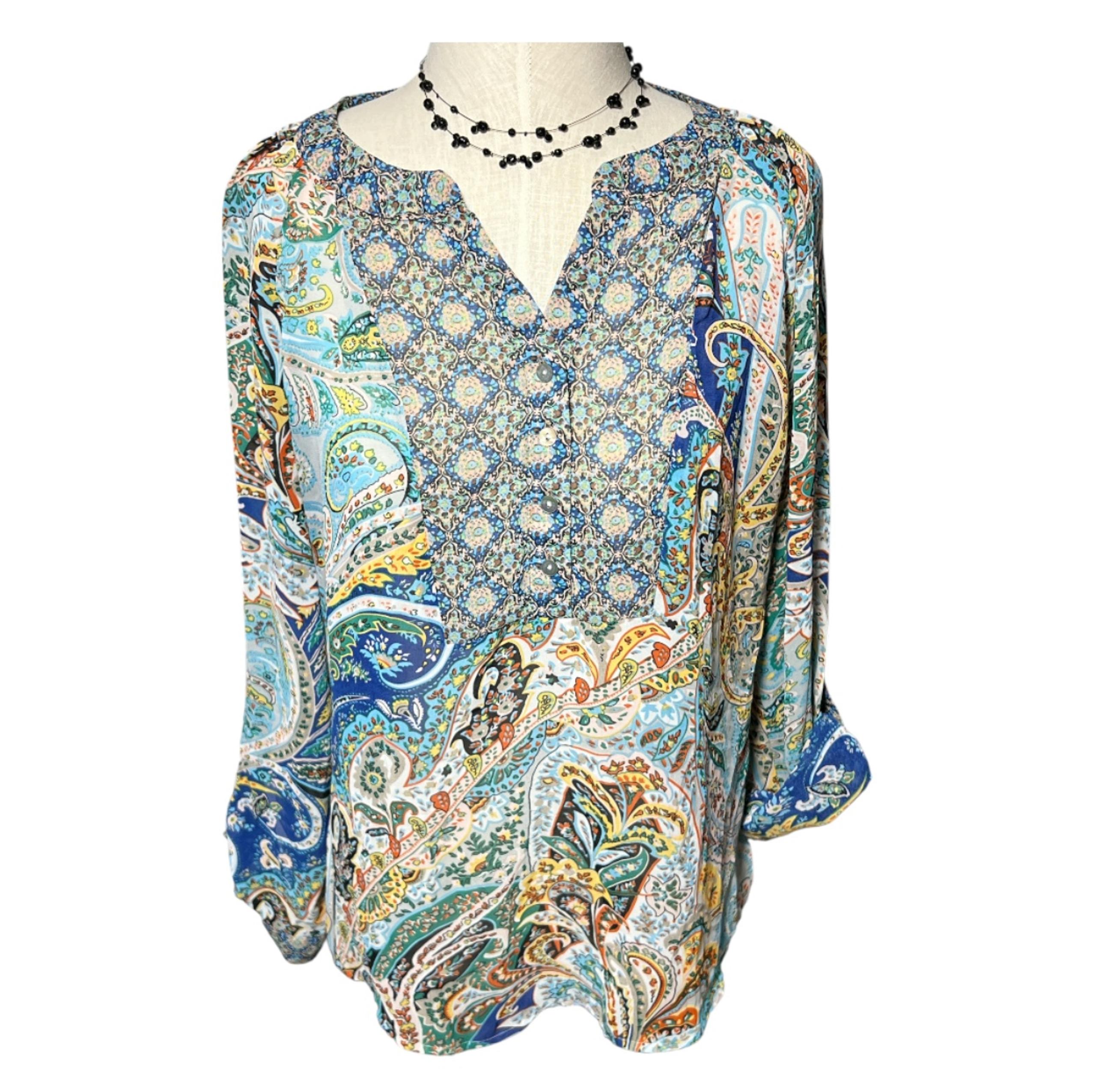 Women’s Dress Barn Multicolor Paisley Blouse Size Medium