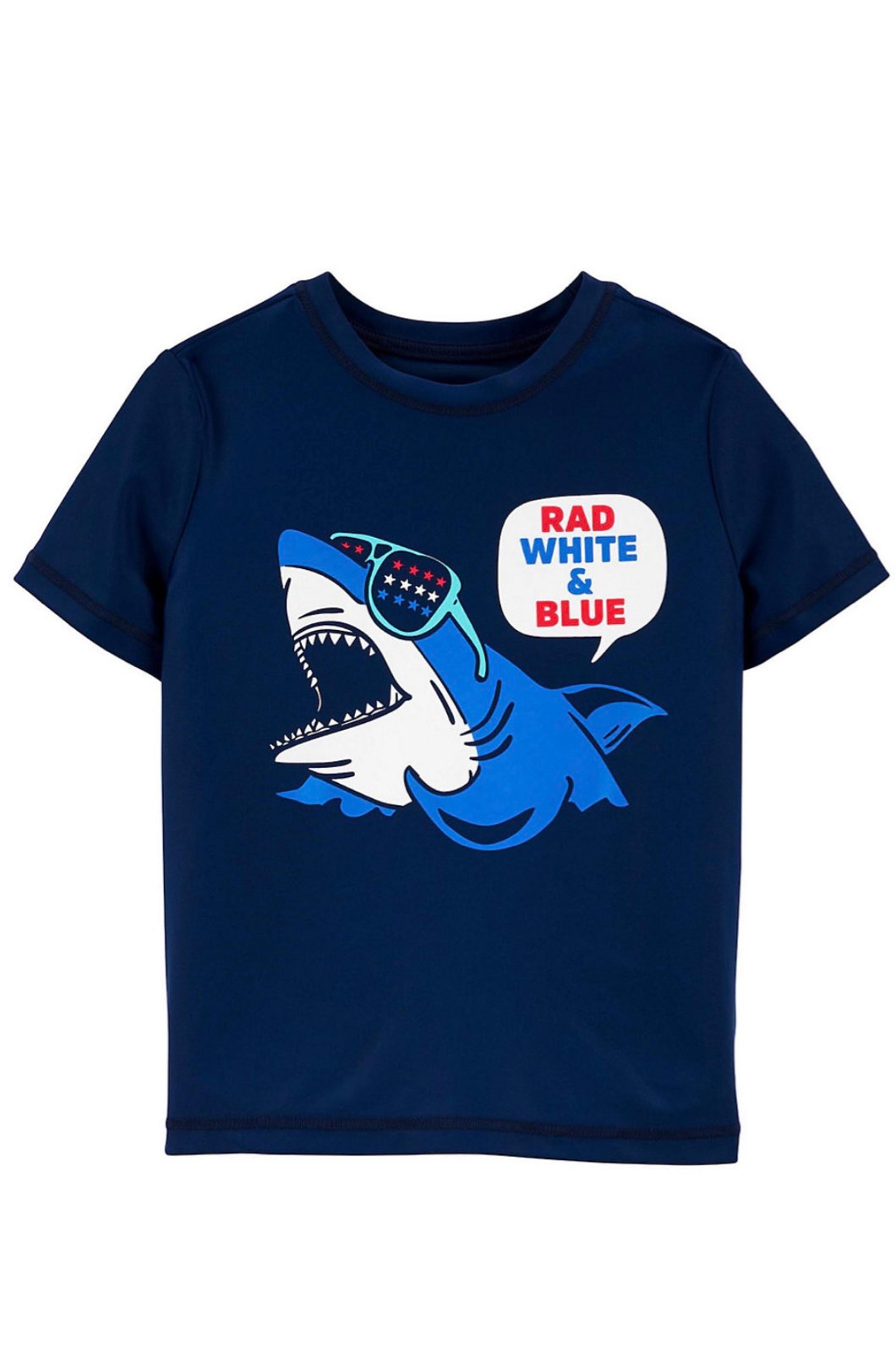 NWt osh kosh  24m rash guard sharks top rad july 4th vacation swim suit bathing