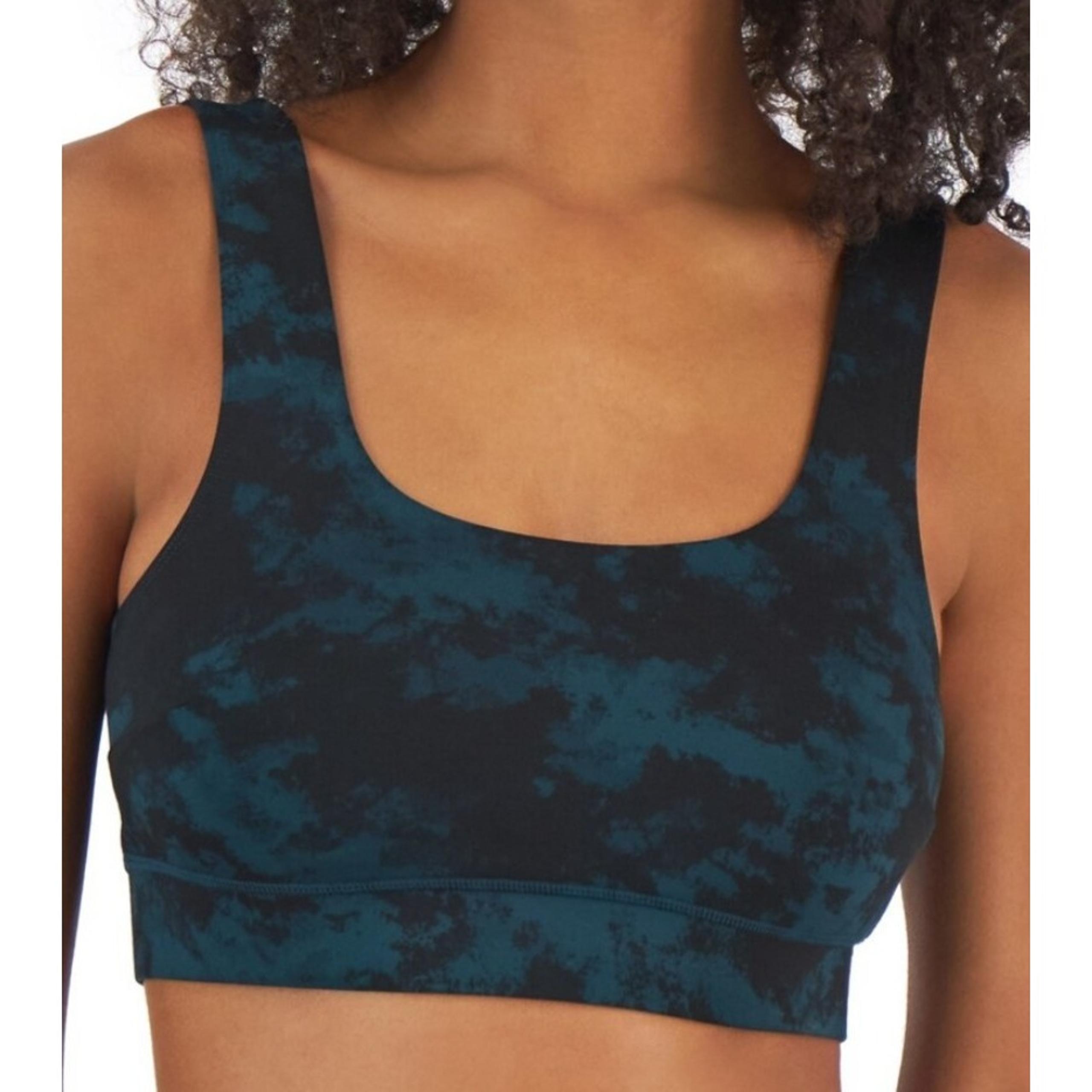 Jenni Sport Bra Womens S Green Black Tie Dye  Square-Neck Bralette  Hybrid
