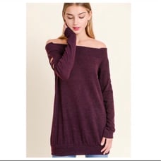 Eggplant Purple Top With Cut Out Sleeves