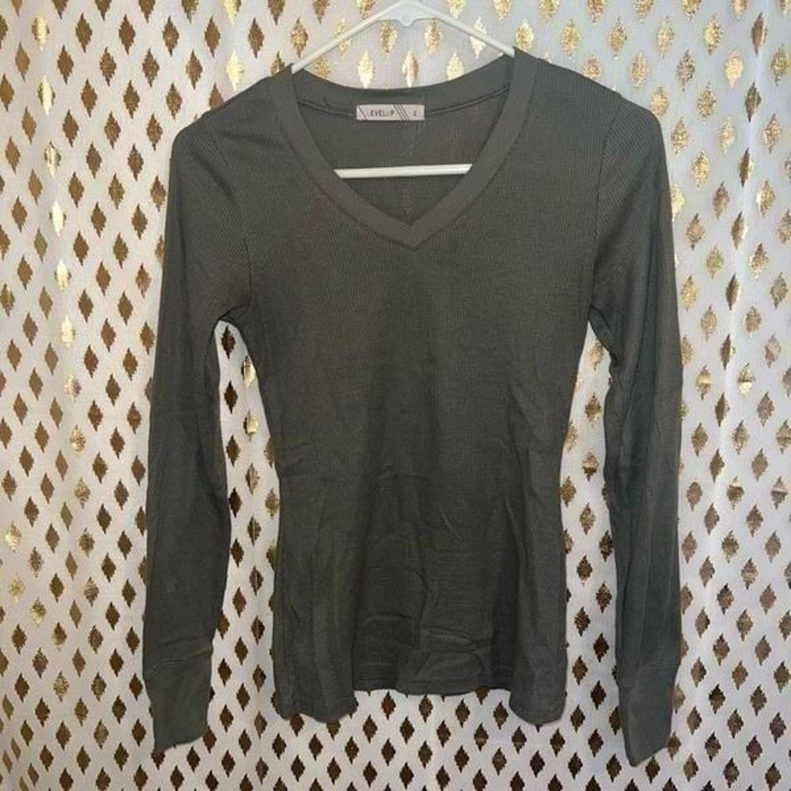 Military Green thermal Henley shirt long sleeve size S